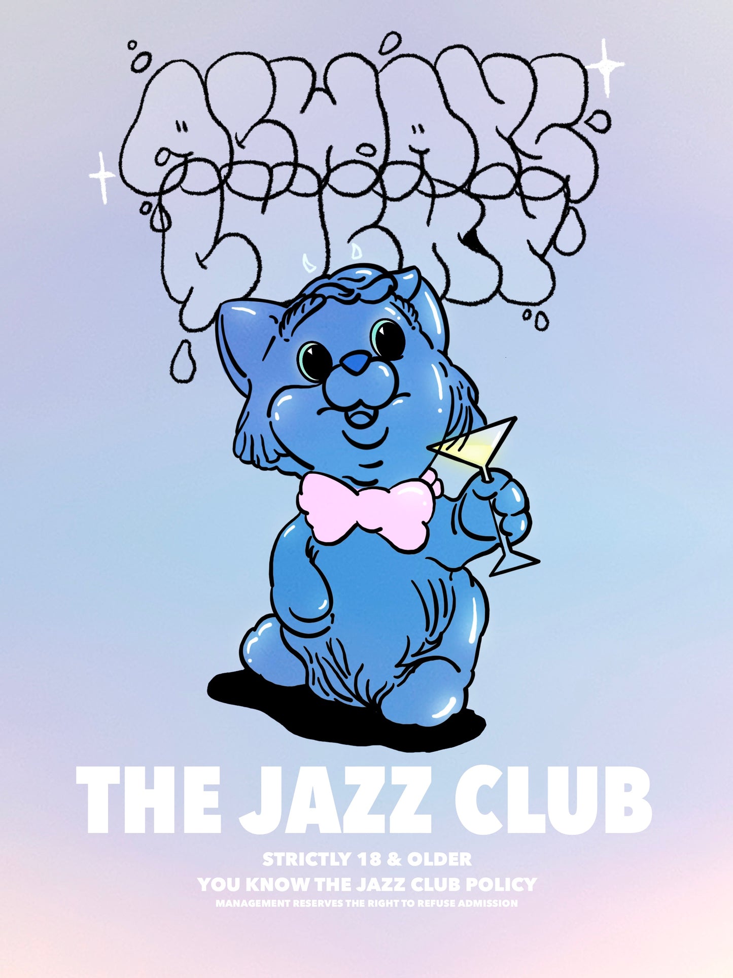 Always Lucky Blue Cat Print
