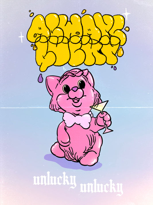 Always Lucky Pink Cat Print