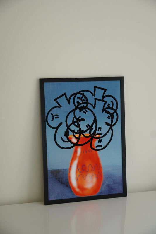 Graffiti Vase Blue Print