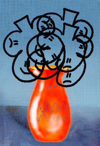 Graffiti Vase Blue Print